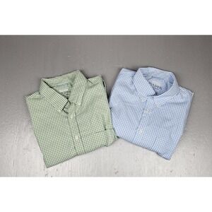 Lot Of 2 Jos A Bank Dress Shirt Mens XL Traveler Motion Gingham Plaid Button